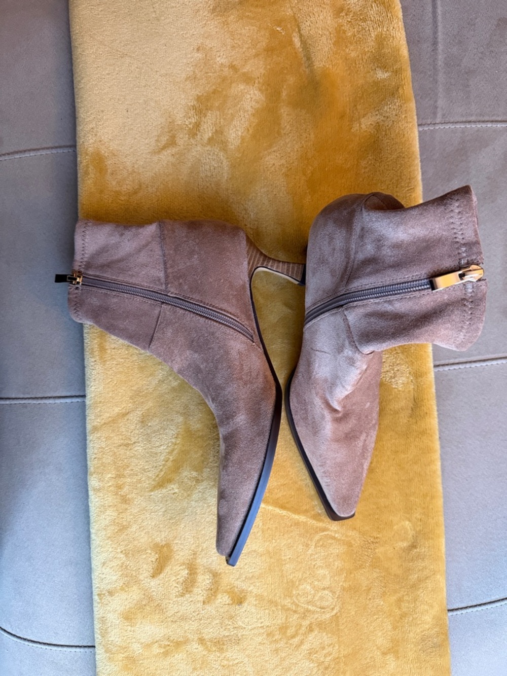 Suede Brown Women’s Ankle Boots - Side Zip